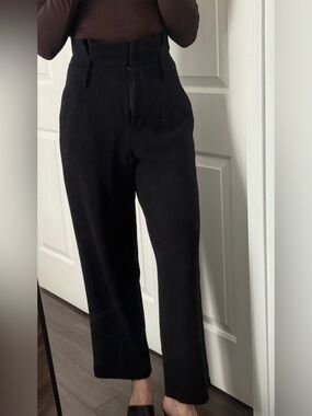 Aritzia Black High-Rise Wide-Leg Trousers